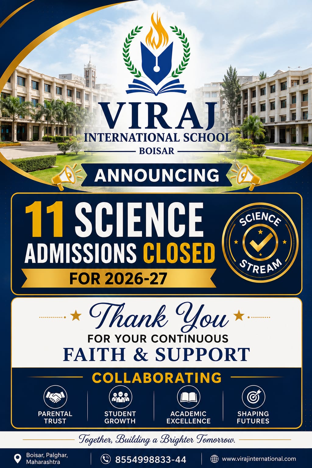 XI Science Admission Closed