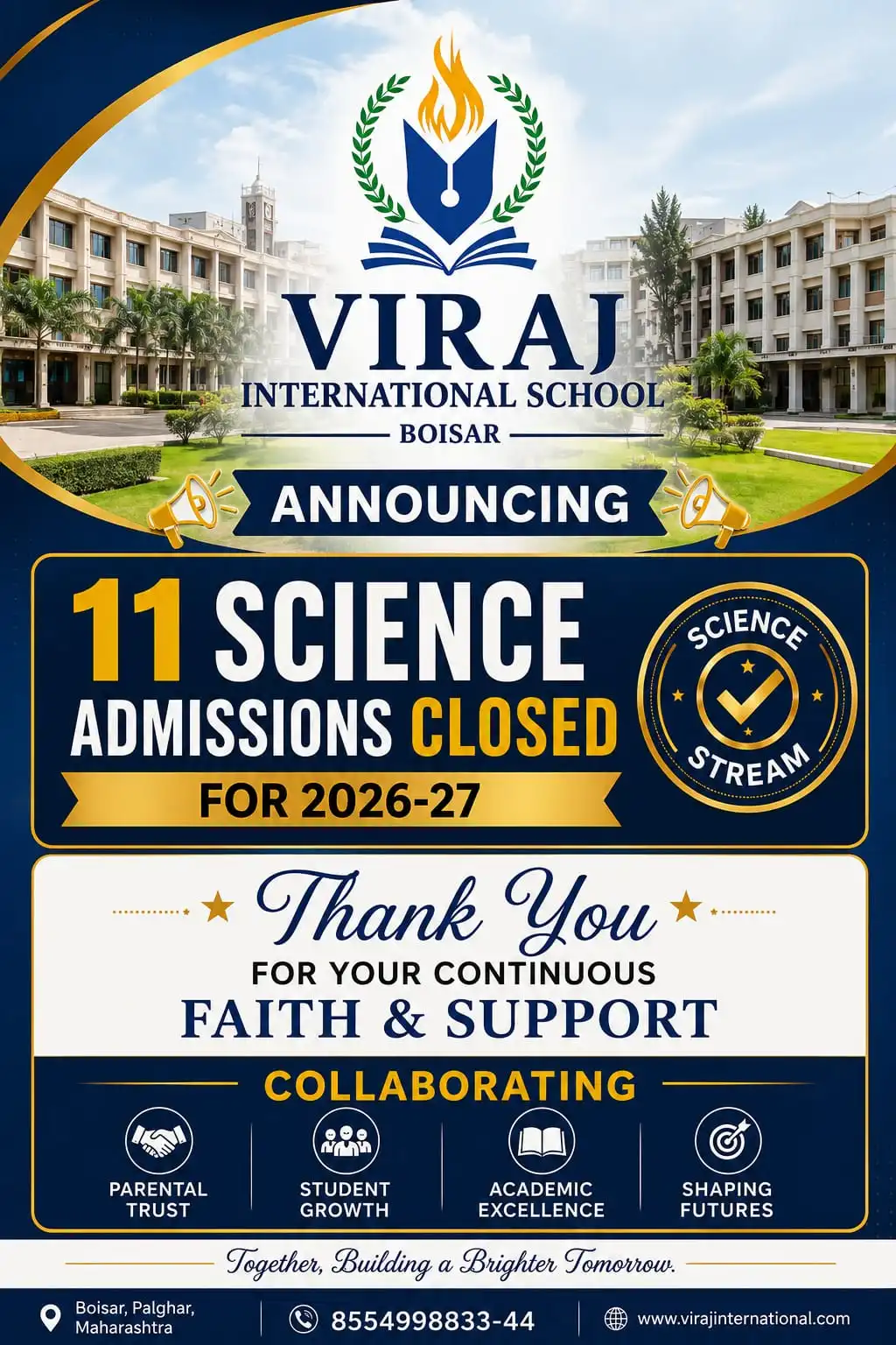 XI Science Admission Closed